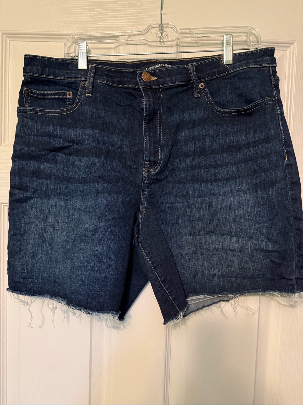 Calvin Klein Indigo Frayed Hem Denim Shorts